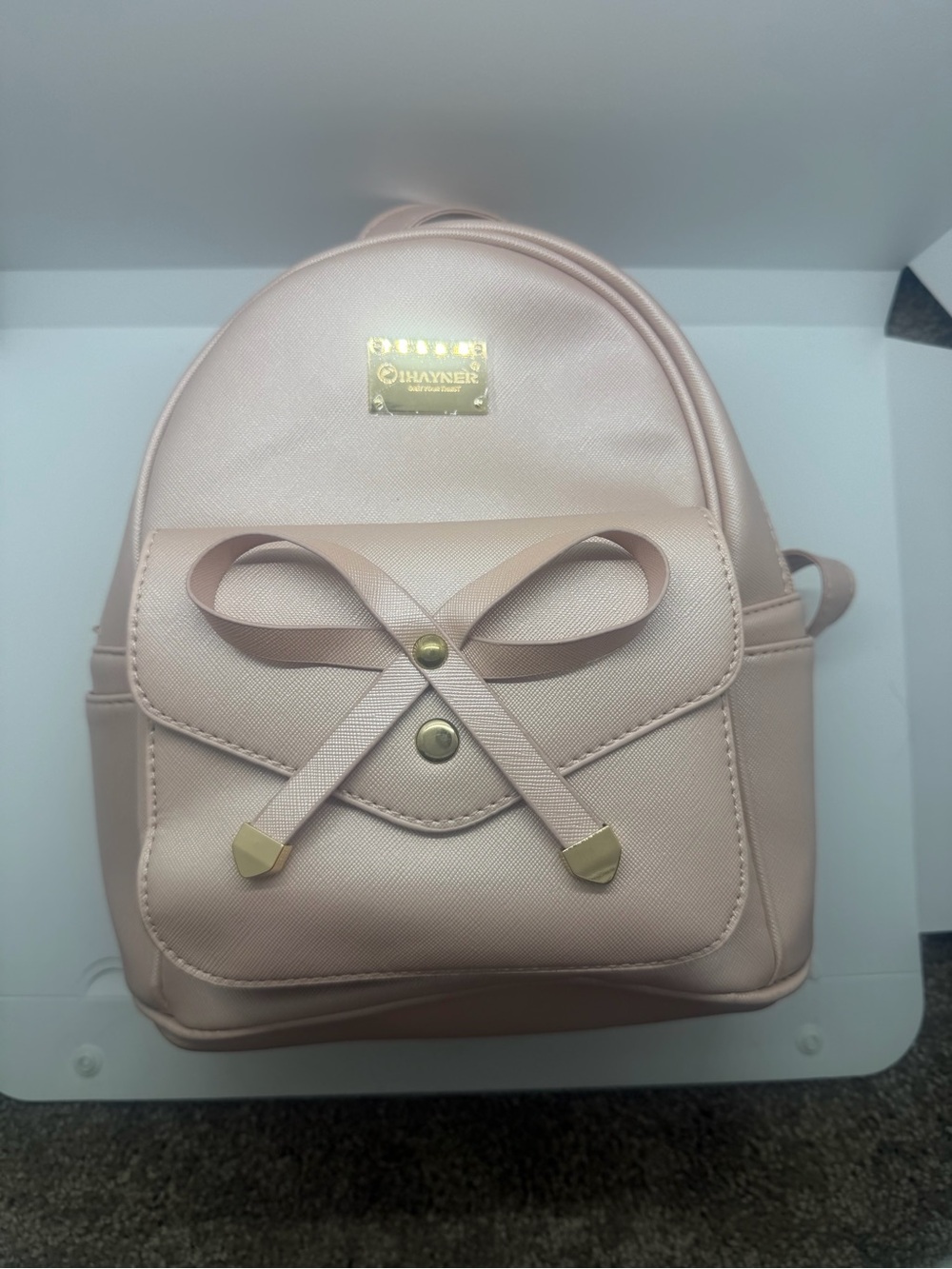 IHAYNER "Obey Your Thirst" Mini Soft Pink Bow Front Backpack Tote Bag